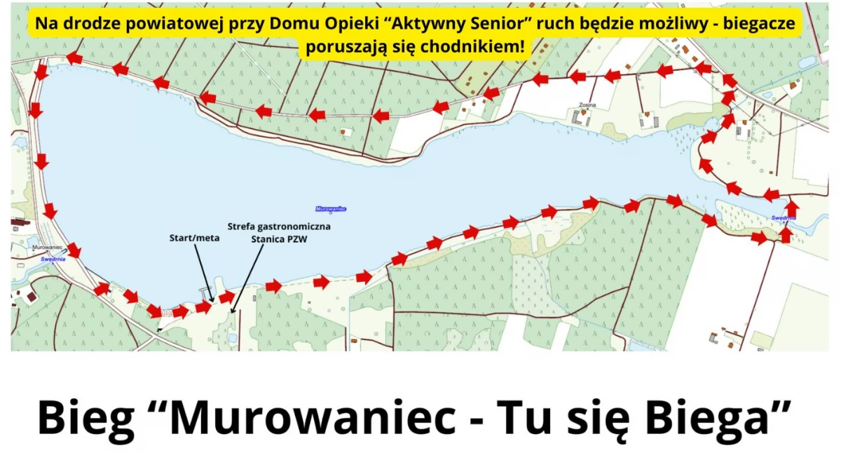 Utrudnienia w ruchu drogowym w związku z biegiem nad Zalewem Murowaniec