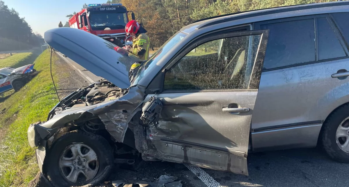 Jeden wyprzedzał, drugi skręcał. Zderzenie na trasie Kalisz-Turek 
