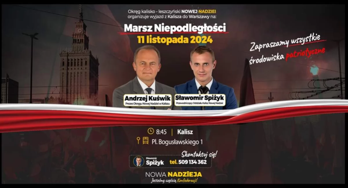 Konfederacja organizuje wyjazd do Warszawy na Marsz Niepodległości