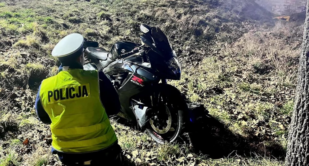 Wypadek z udziałem motocyklisty