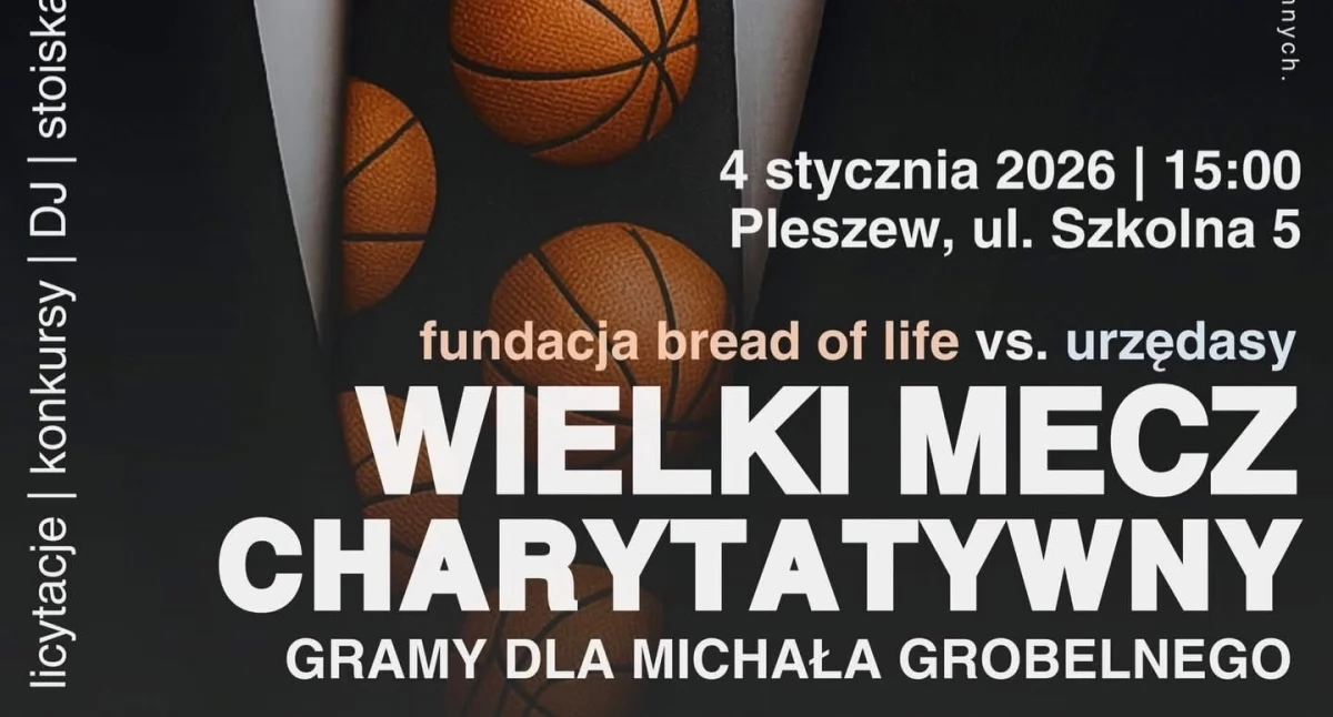 Wielki mecz charytatywny w Pleszewie. Gramy dla Michała Grobelnego