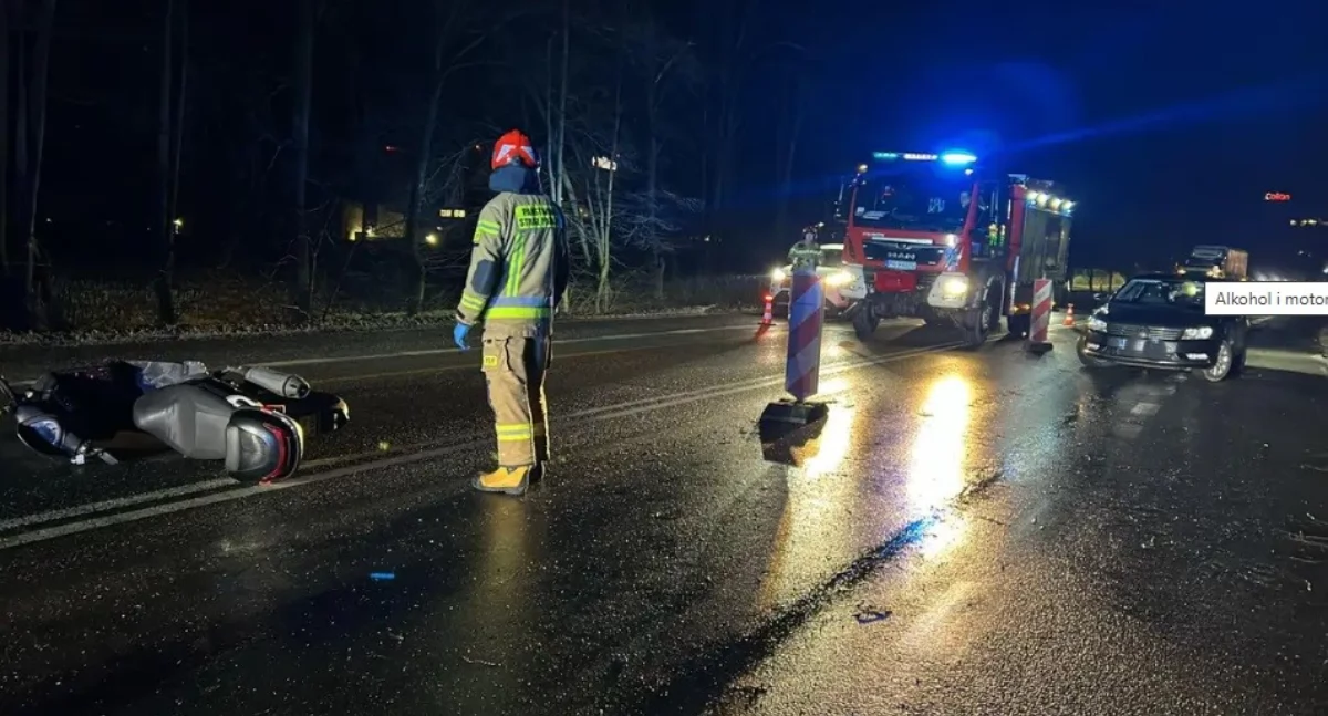 Wjechał skuterem w znak drogowy. Kierowca pijany