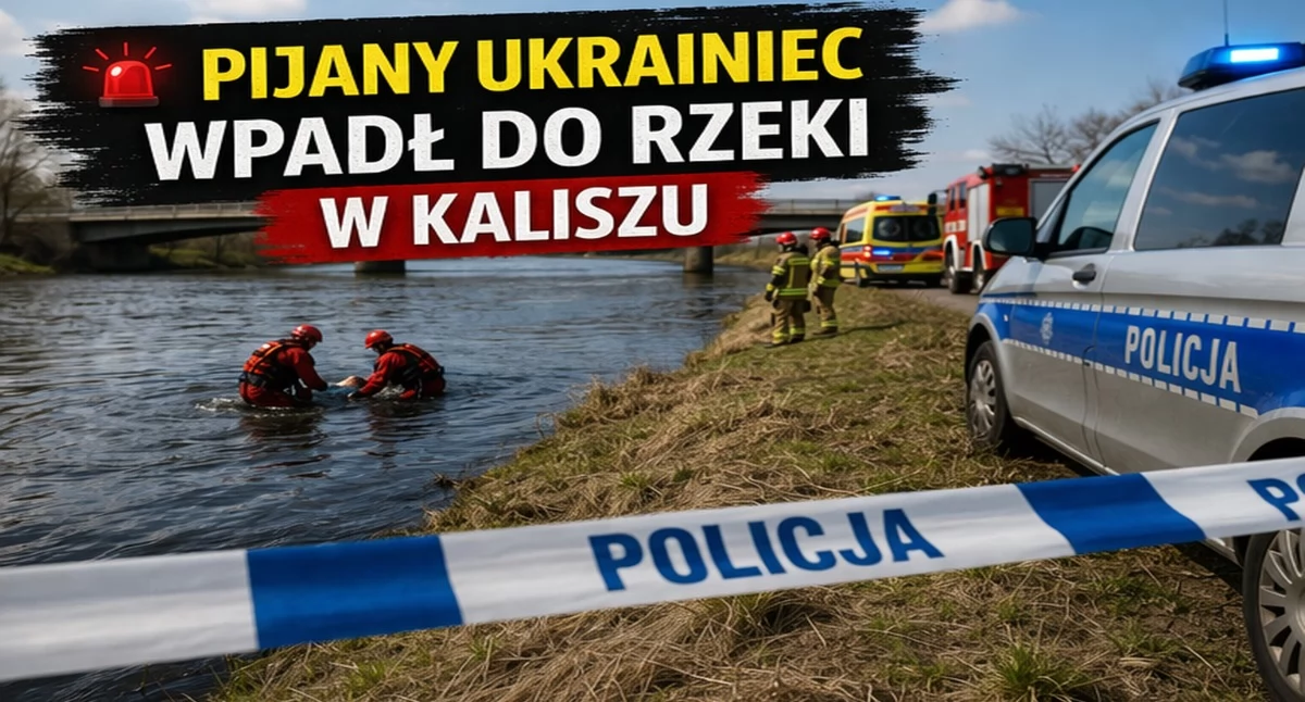 DRAMATYCZNA AKCJA W KALISZU. NIETRZEŹWY MĘŻCZYZNA WPADŁ DO RZEKI 