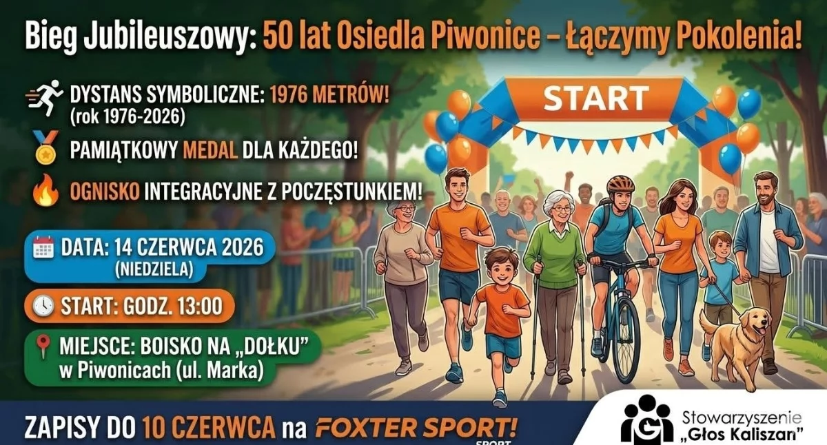 50 lat Osiedla Piwonice w granicach Kalisza. Międzypokoleniowy bieg jubileuszowy