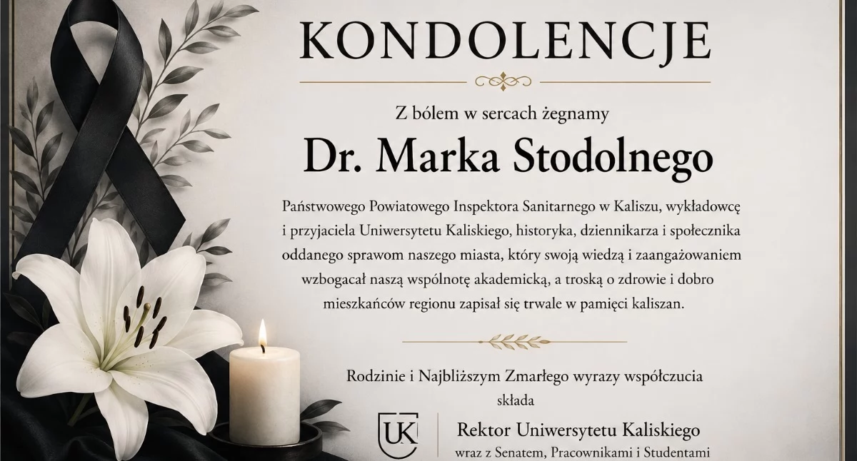 Kondolencje Uniwersytetu Kaliskiego po śmierci dr. Marka Stodolnego