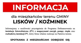 Informacja dla mieszkańców terenu Gminy Lisków i Koźminek