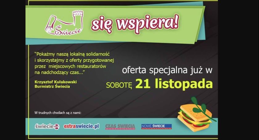 Gmina Świecie wspiera lokalną gastronomię. W sobotę rusza specjalna akcja