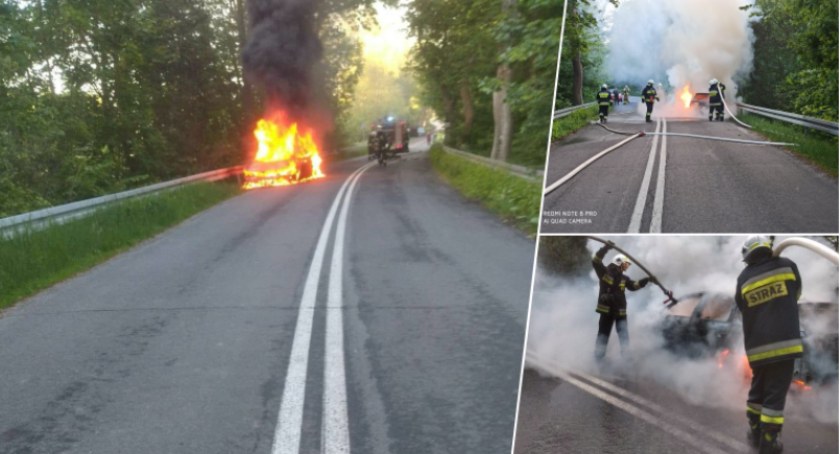 Auto zamieniło się w kulę ognia. Pasażer stoczył się z 3-metrowej skarpy [ZDJĘCIA] 