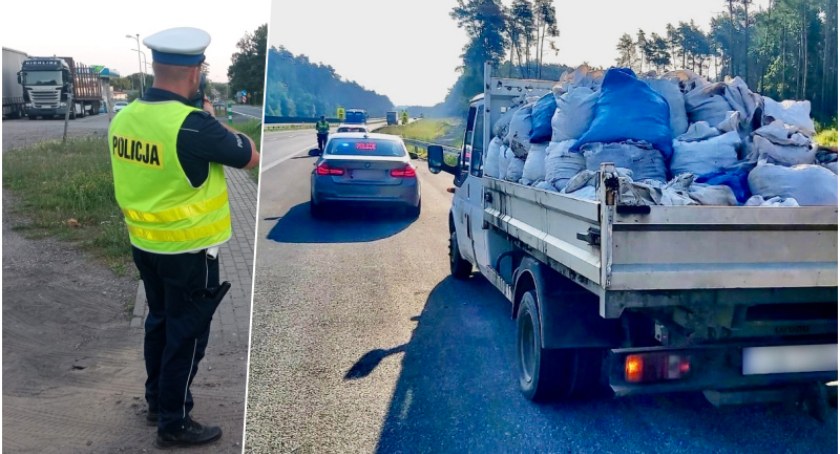 Na przyczepie przewoził niezabezpieczone worki. Policjanci wlepili mu mandat