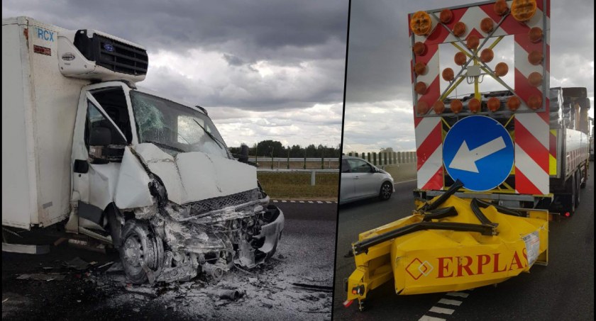 W pracownika drogi ekspresowej uderzył samochód. Mężczyzna trafił do szpitala