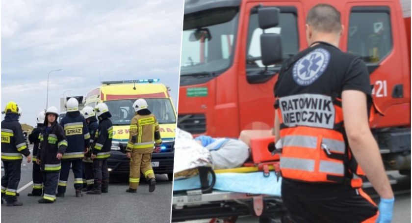 Zderzenie ciężarówki z osobówką. Wypadek na autostradzie