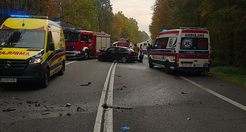 Wypadek na trasie krajowe nr 91 w gminie Warlubie. Pięć osób trafiło do szpitala [AKTUALIZACJA]