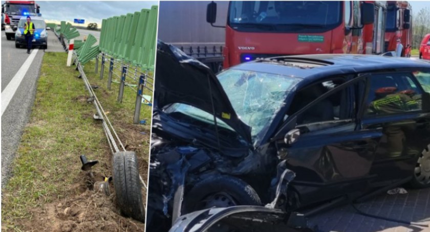 Wypadek na obwodnicy Świecia. Osobówka rozbiła się uderzając w sygnalizację