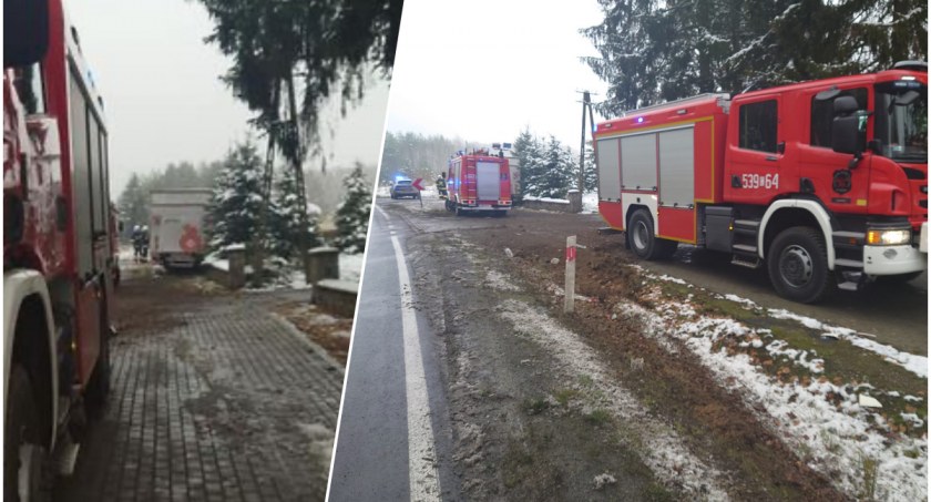 Kierowca ciężarówki uderzył w ogrodzenie plebani. Wypadł z drogi wojewódzkiej