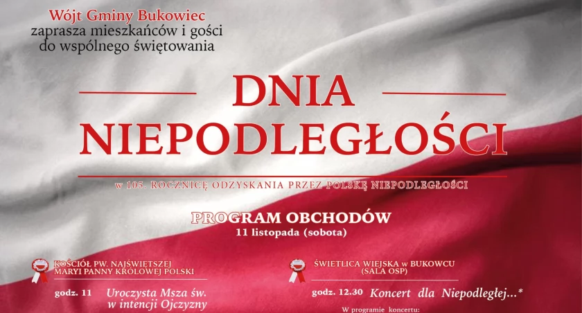 Zapraszamy na obchody Święta Niepodległości w Bukowcu