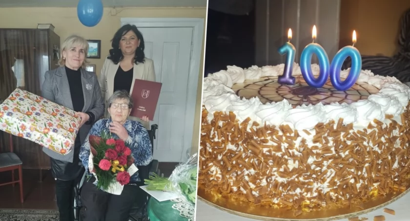 Setne urodziny pani Genowefy Leszczyńskiej. Jubilatkę odwiedzili urzędnicy i samorządowcy