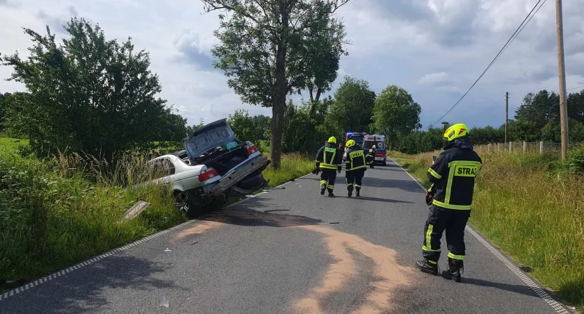 Samochód osobowy uderzył w drzewo. Kierowca został przetransportowany do szpitala