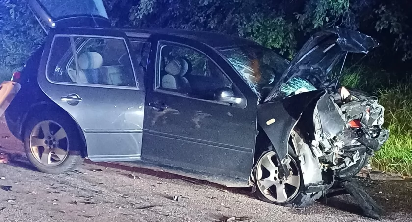 Czołowe zderzenie samochodów w Grucznie. Dwie osoby trafiły do szpitala