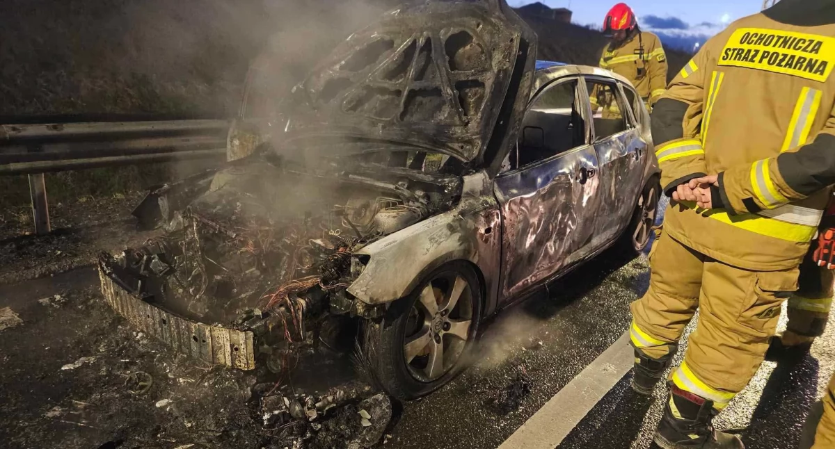 Auto osobowe stanęło w płomieniach. Akcja służb na S5
