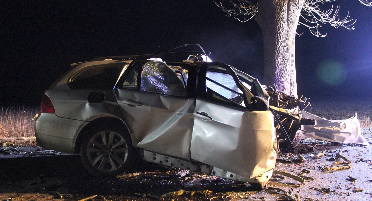 Zjechał z drogi i uderzył w drzewo. 19-latek nie żyje 