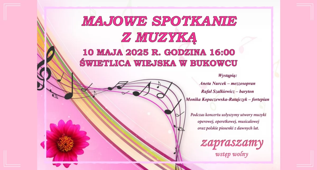 Majowe spotkanie z muzyką. Zaproszenie na koncert w Bukowcu