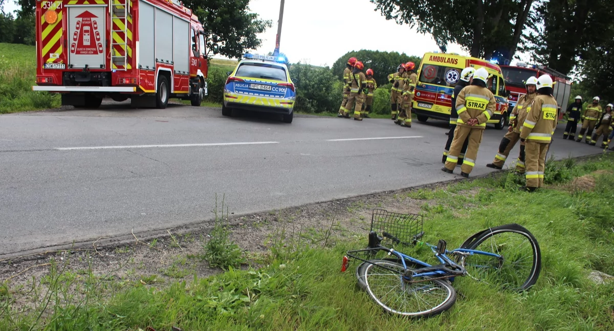 Pijany rowerzysta spowodował wypadek. Groźne zdarzenie niedaleko Jeżewa