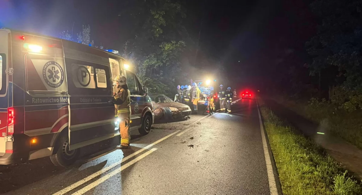 Samochód wypadł z drogi. Autem podróżowały trzy osoby