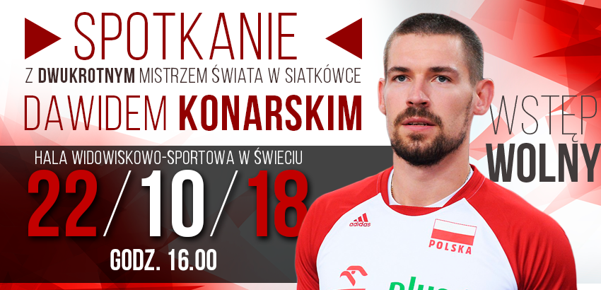 Dwukrotny mistrz świata Dawid Konarski w poniedziałek spotka się z kibicami