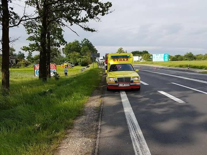 Wypadek w Grucznie. Lądował śmigłowiec [ZDJĘCIA]