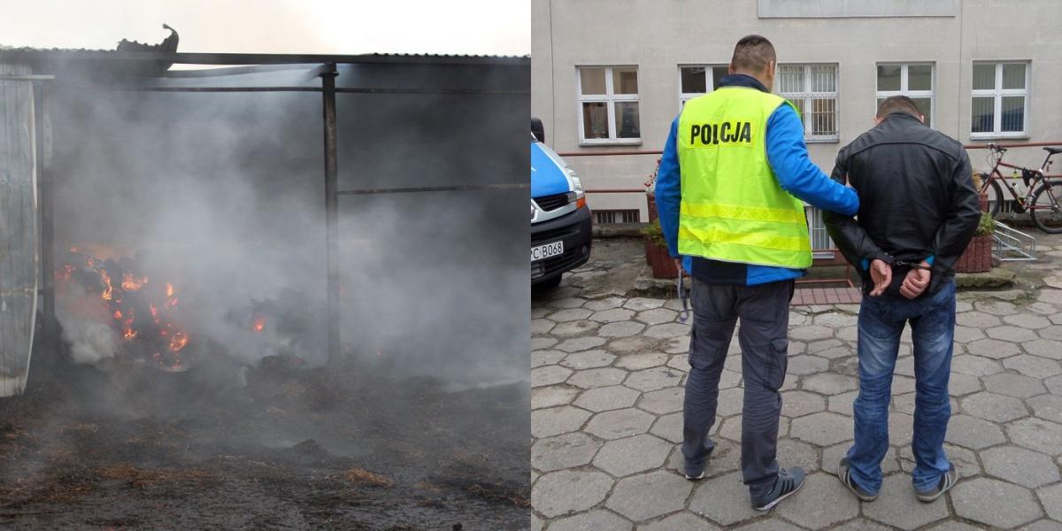 W gminie Jeżewo spłonęła stodoła. Po dwóch tygodniach świeccy policjanci złapali podpalacza [ZDJĘCIA]