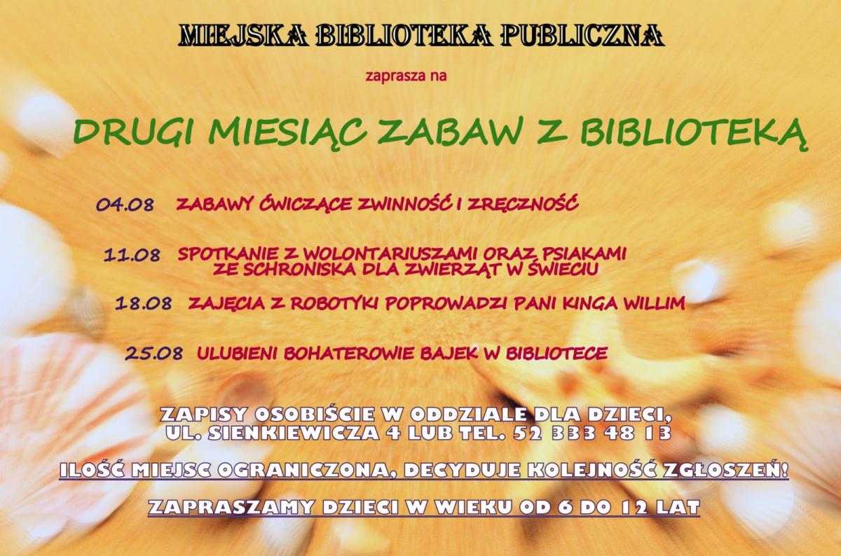 Biblioteka w Świeciu zaprasza na wakacyjne zajęcia. W programie m. in.: wizyta w schronisku oraz zajęcia z robotyki
