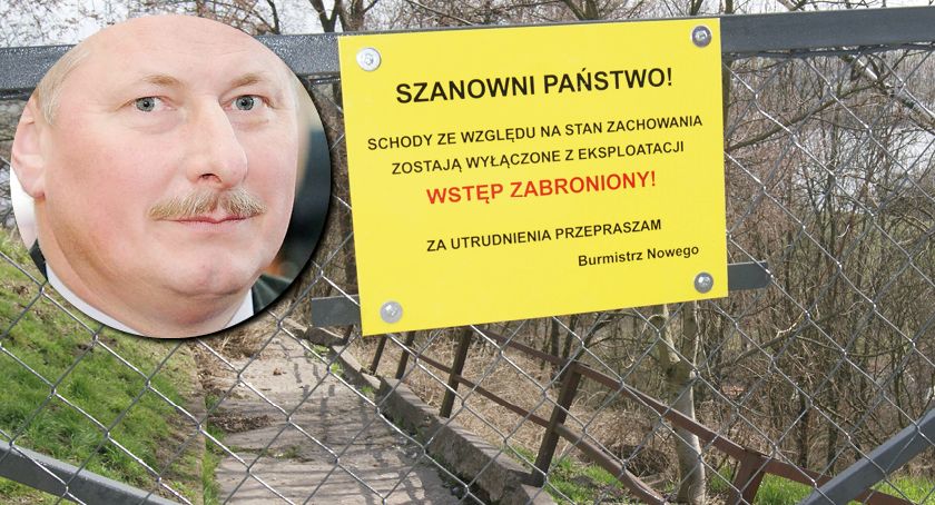 Schody na planty w Nowem zamknięte. Burmistrz tłumaczy dlaczego nie zrobił remontu, ale czy przekonuje?