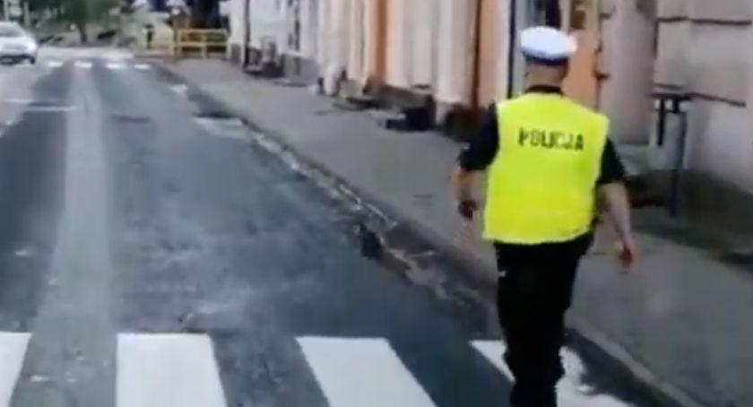 Policjanci ratowali kaczą rodzinę. Odprowadzili ptaki od ul. Mickiewicza aż do Wdy [FILM]