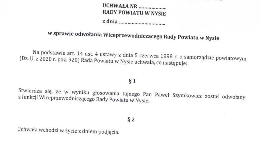 Kolejna burza w powiecie nyskim. Odwołają wiceprzewodniczącego rady