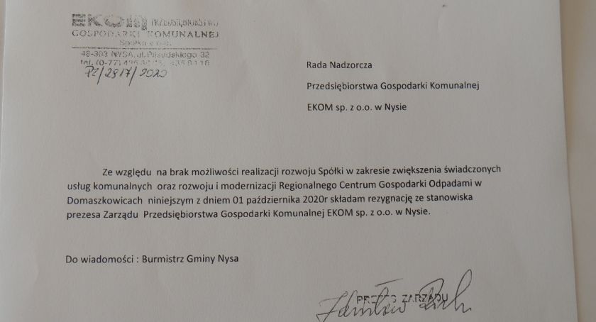 Prezes Ekomu zrezygnował 