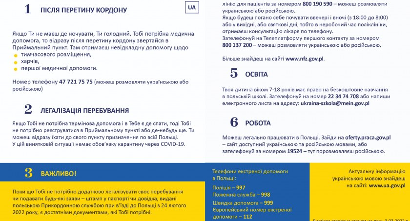 Ważne informacje dla uchodźców