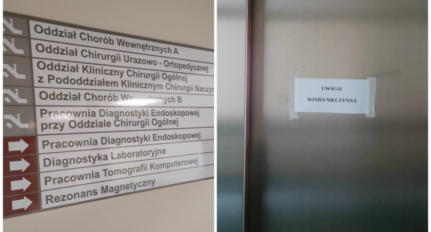 Szpital w Nysie. Pacjenci po schodach, personel windą