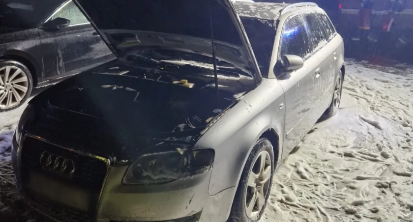 Pożar osobówki na Sudeckiej