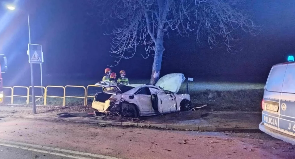 Pijany kierowca uderzył w drzewo