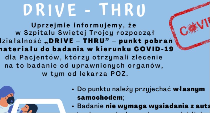 Koronawirus. Musisz wykonać test w kierunku COVID 19? W Szpitalu Św. Trójcy zrobisz go bez wysiadania z samochodu. Właśnie zaczął działać Drive-Thru