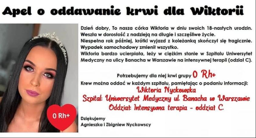 Pilnie potrzebna krew dla Wiktorii. Rodzice apelują o pomoc dla córki!