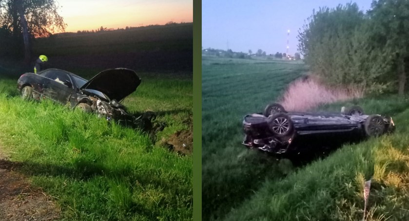 Utrudnienia na DK-62. Dwa samochody w rowie przed Wyszogrodem