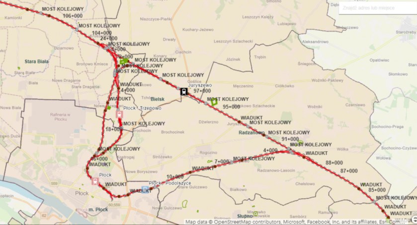 CPK. Znamy planowane przebiegi tras kolejowych na terenie powiatu płockiego. Sprawdź je na interaktywnej mapie