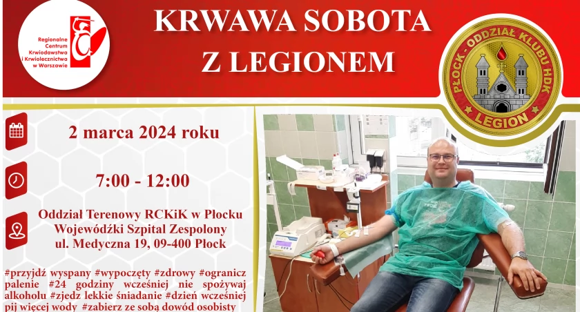 W sobotę oddaj krew i pomagaj z Legionem