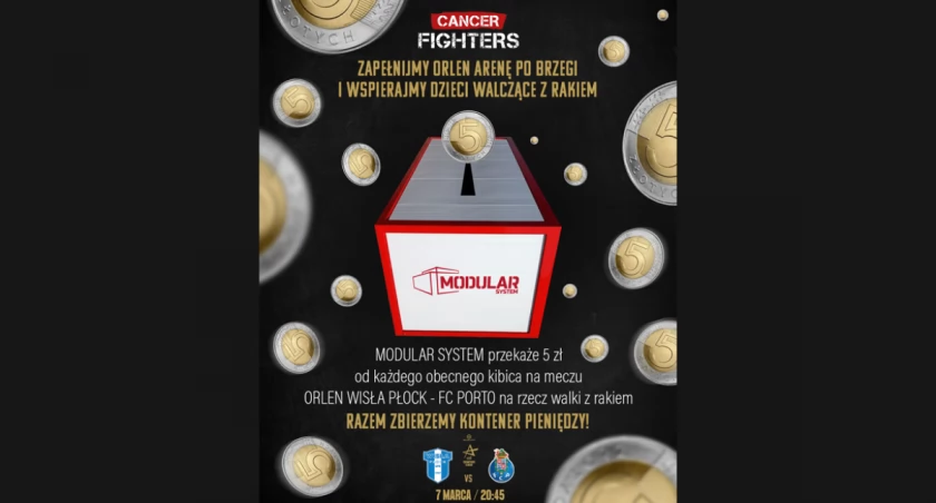 Modular System przekaże 5 zł za kibica na rzecz walki z rakiem. W płockiej Orlen Arenie obecność na meczu obowiązkowa. 
