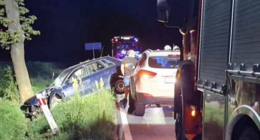 Nocne zdarzenie w Staroźrebach. Zablokowana droga [ZDJĘCIA] 
