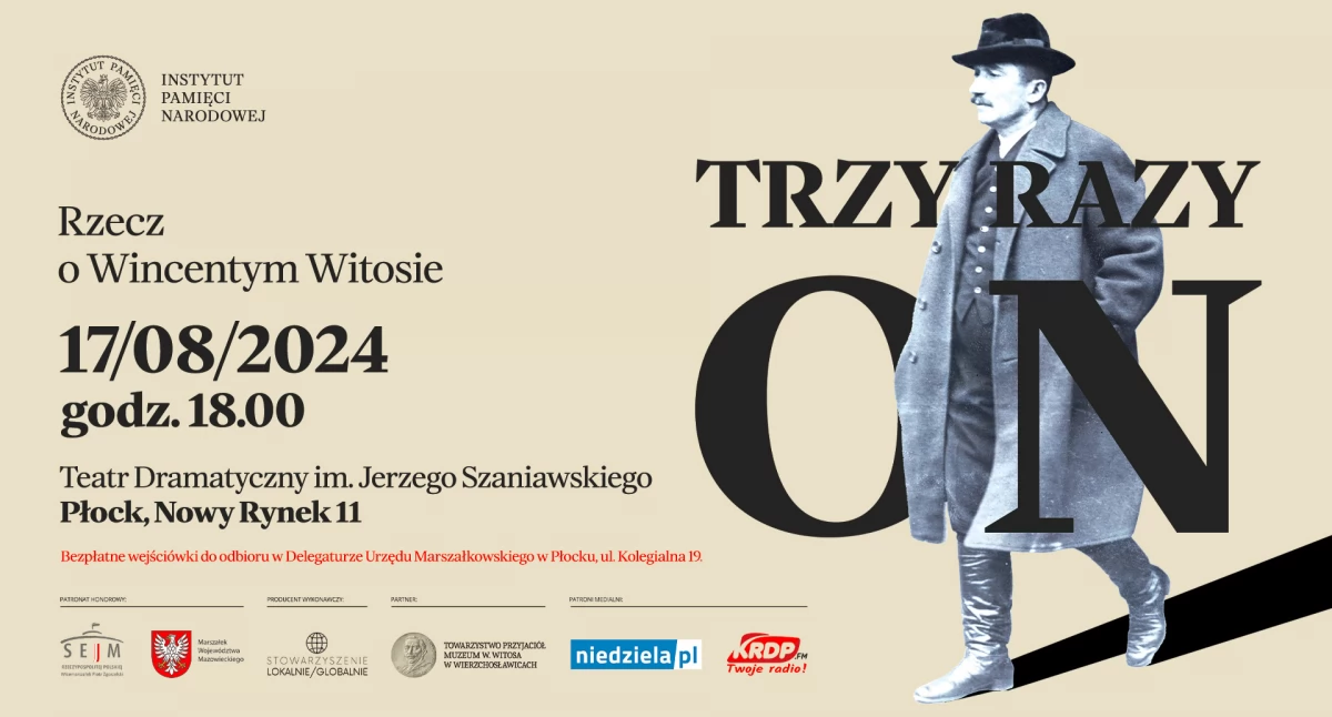Sebastian Ryś wystąpi w roli Wincentego Witosa. Gościnny spektakl w teatrze płockim
