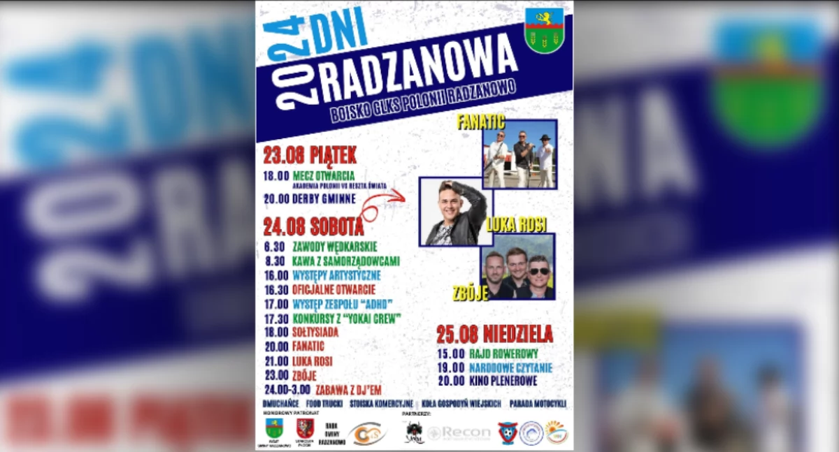 Dni Radzanowa 2024. Koncerty, mecze i wielkie czytanie