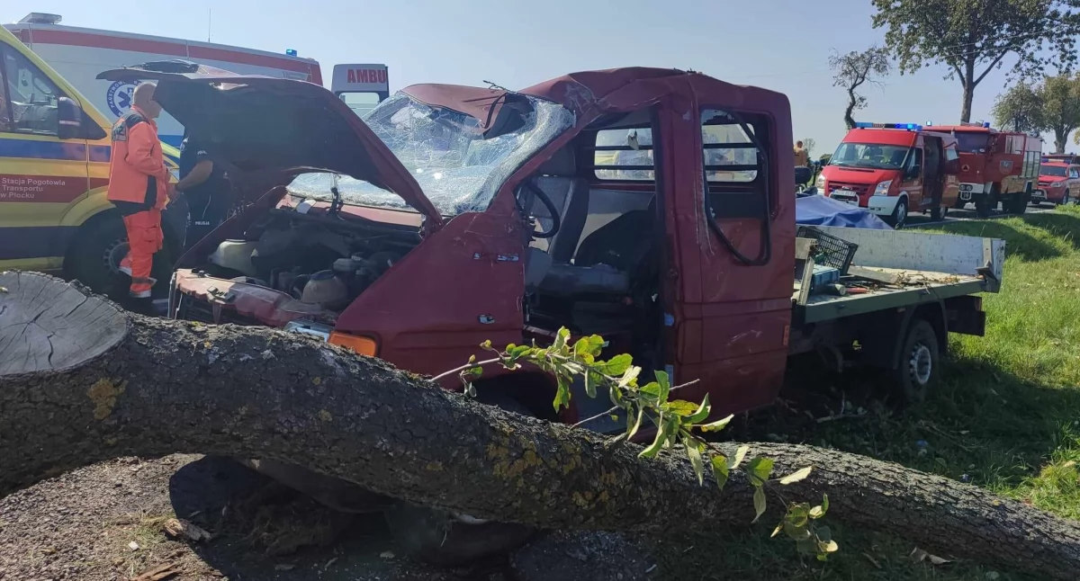 Pijany kierowca, wiózł 3 pasażerów. Zatrzymało go… drzewo