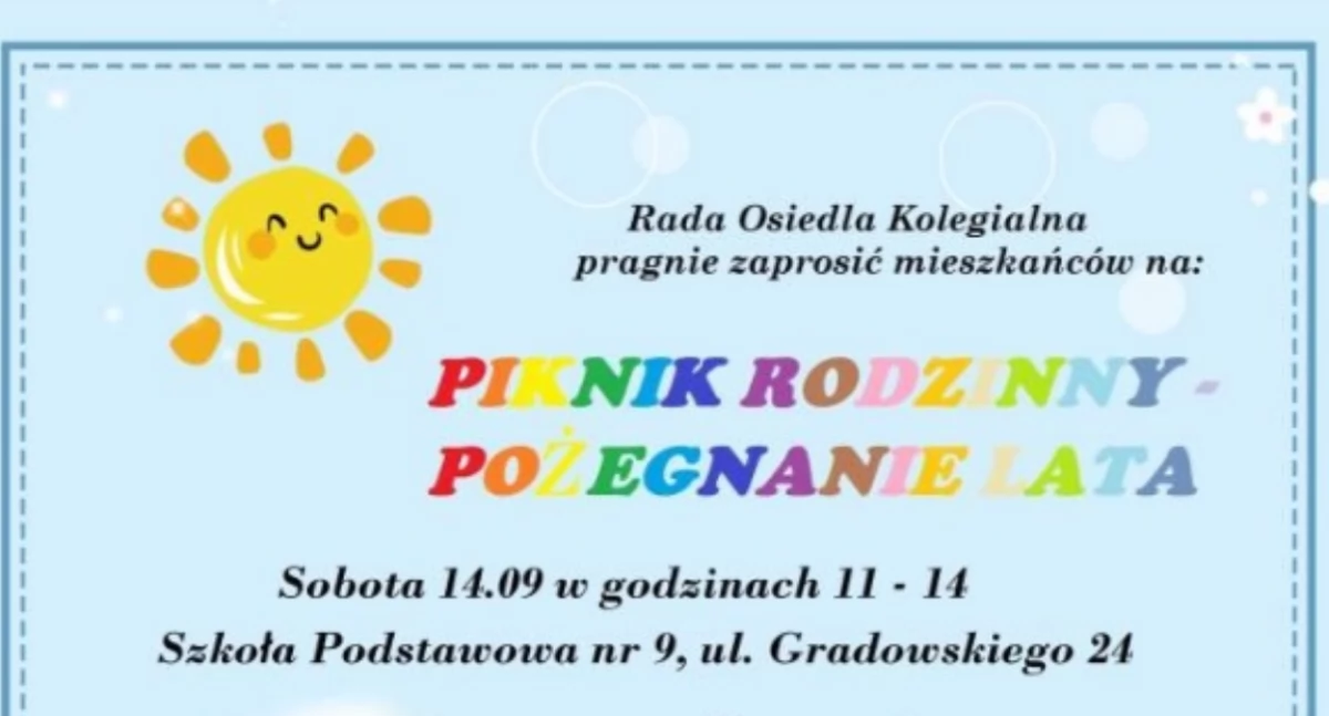 Zabawa i pomoc! Piknik Rodzinny „Pożegnanie Lata” już w sobotę! 
